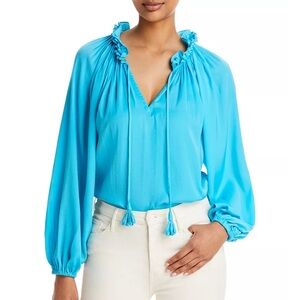 Kobi Halperin Lennon Peasant Blouse in Cyan Size M
